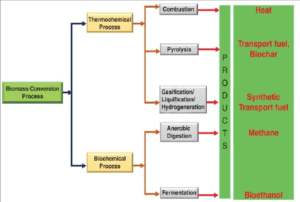 A flow-chart of biochemical conversion of biomass