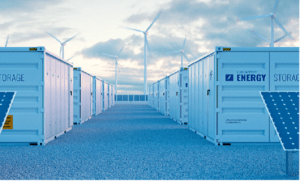 a large number of containers for energy storage 