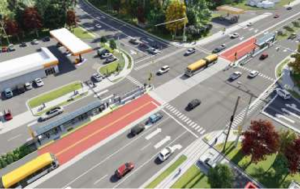 A road is designed with a separate Bus Rapid Transit (BRT)